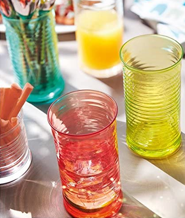 Diabolo Long Cups Set 6pcs - Vibrant Glass Drinkware
