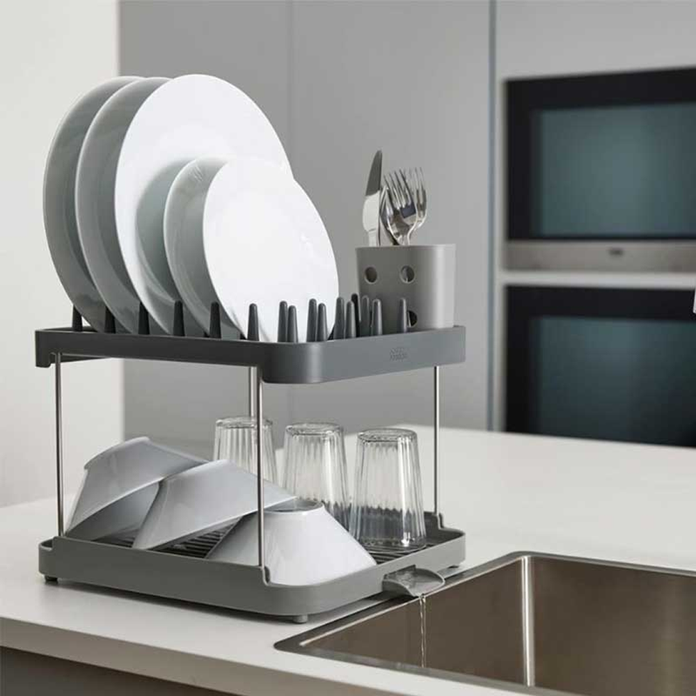 Duo 2-Tier Dish Rack with Cutlery Holder
