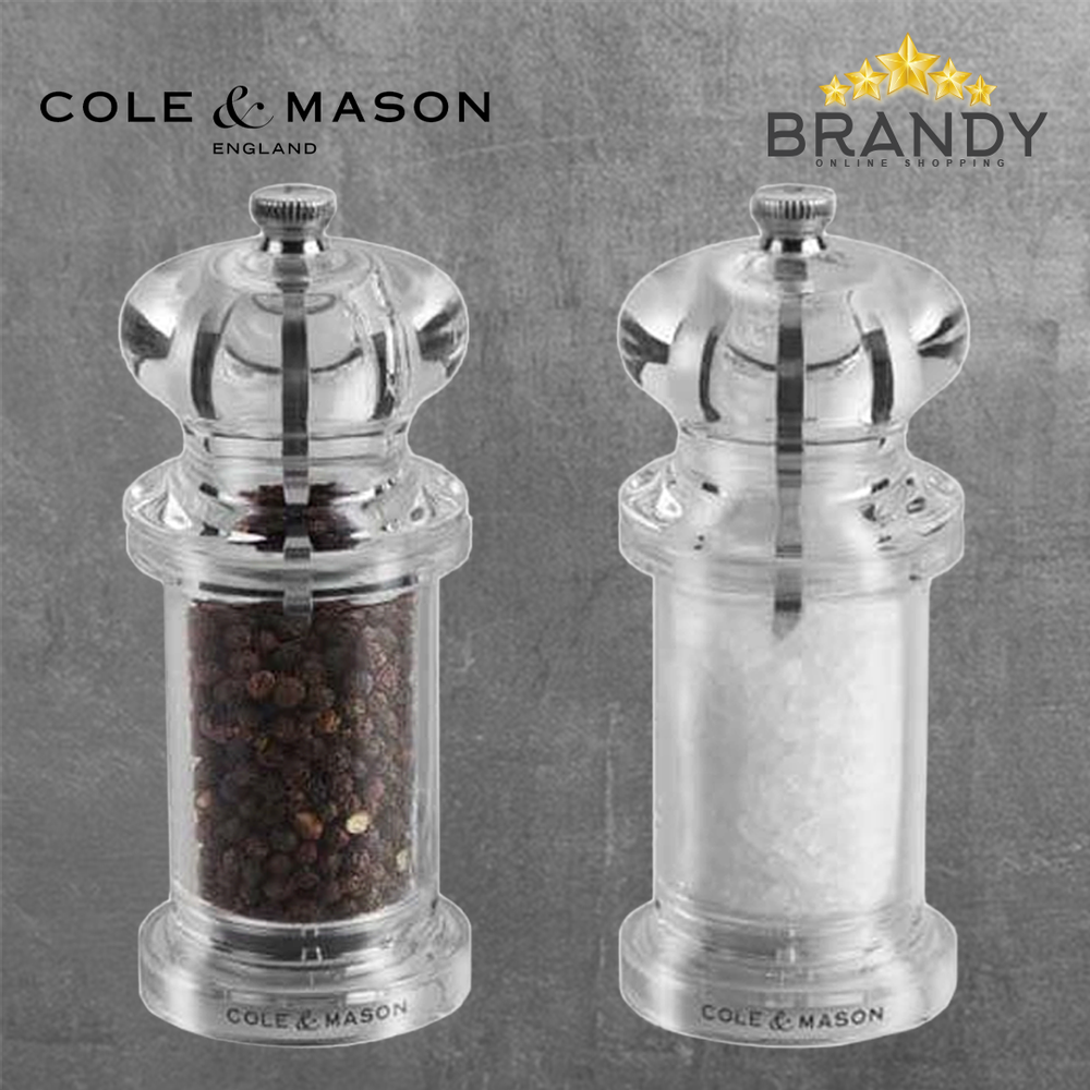 Acrylic Salt & Pepper Grinders Set 2pcs with Adjustable Grinding Levels