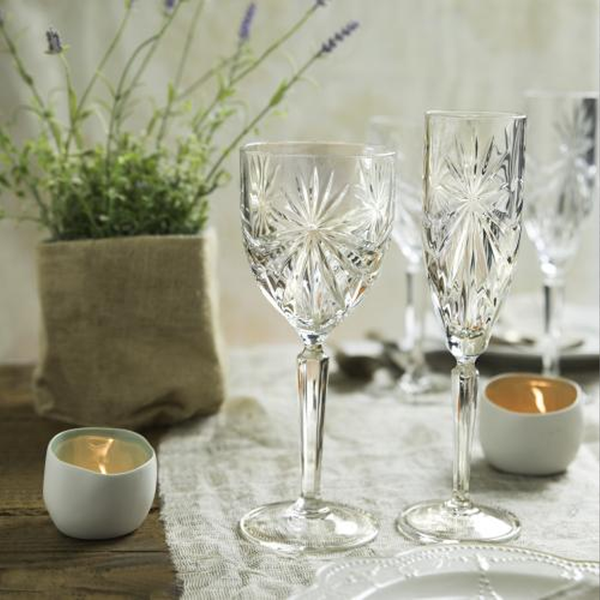 Oasis Wine Glasses Set 6pcs, Crystal Glass, Made in Italy