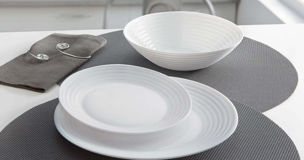 Harena White Dinner Set 46pcs Opal Glass