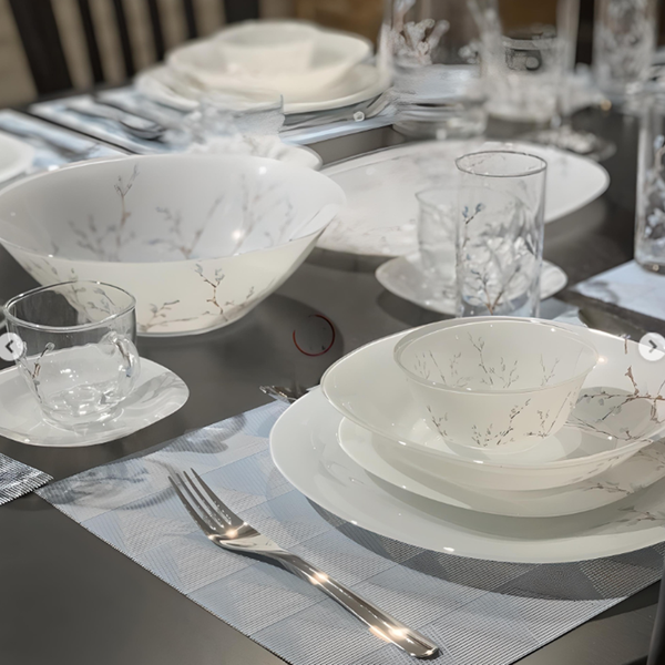 Hana White Dinner Set 19pcs with Elegant Floral Design