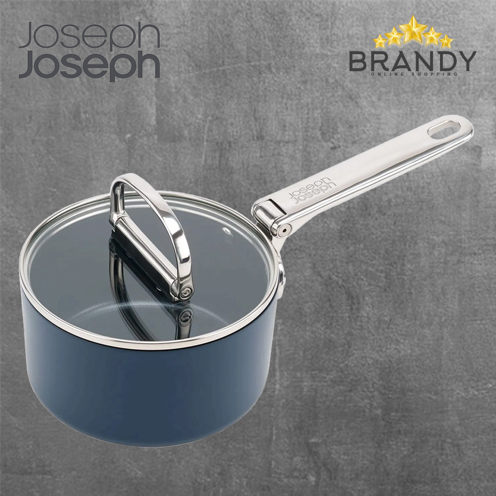 Space Folding Handle Ceramic Non-stick Blue Saucepan 15cm