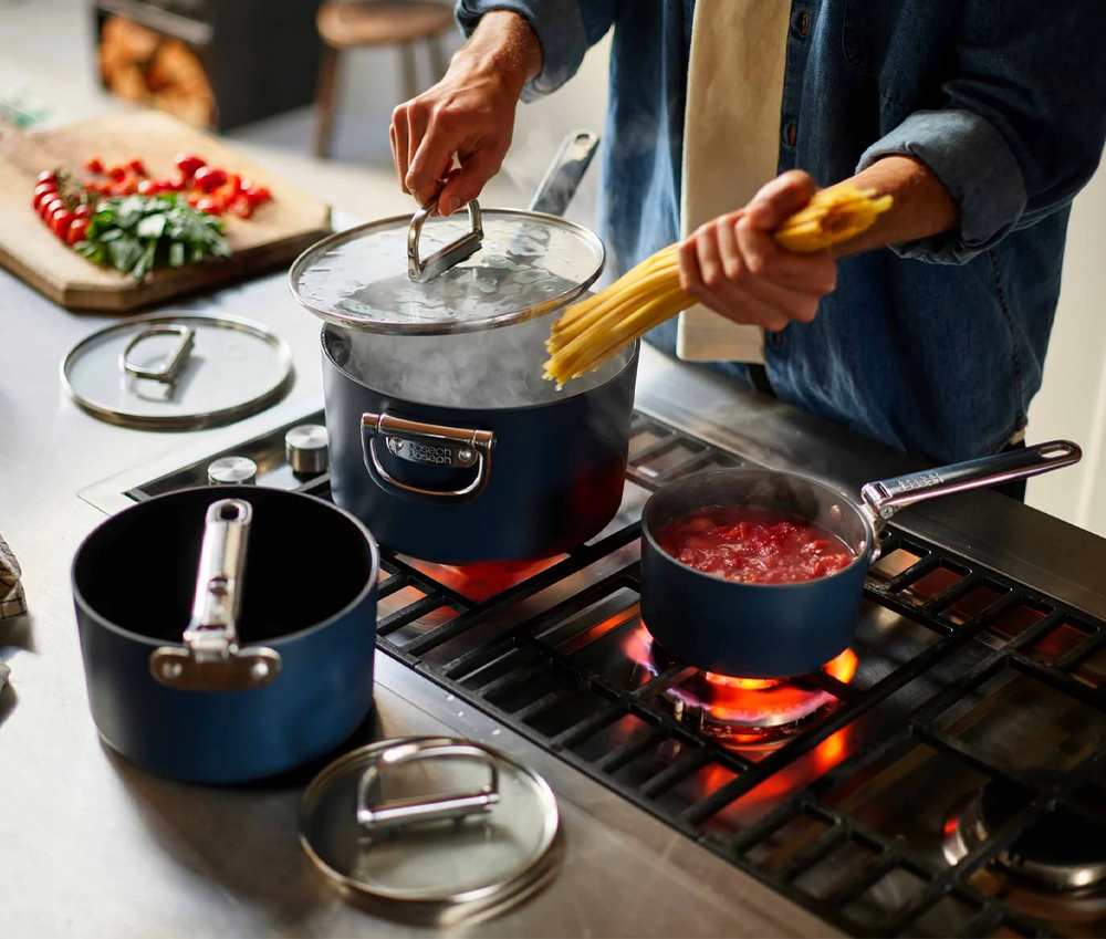 Space Folding Handle Ceramic Non-stick Blue Saucepan 15cm
