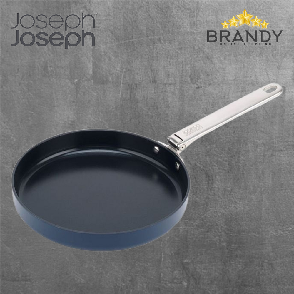 Space Folding Handle Ceramic Non-stick Blue Frying Pans