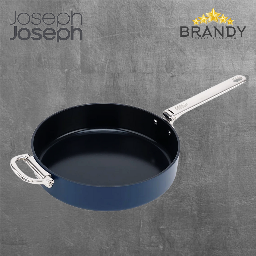 Space Folding Handle Ceramic Non-stick Blue Deep Frypan 28cm