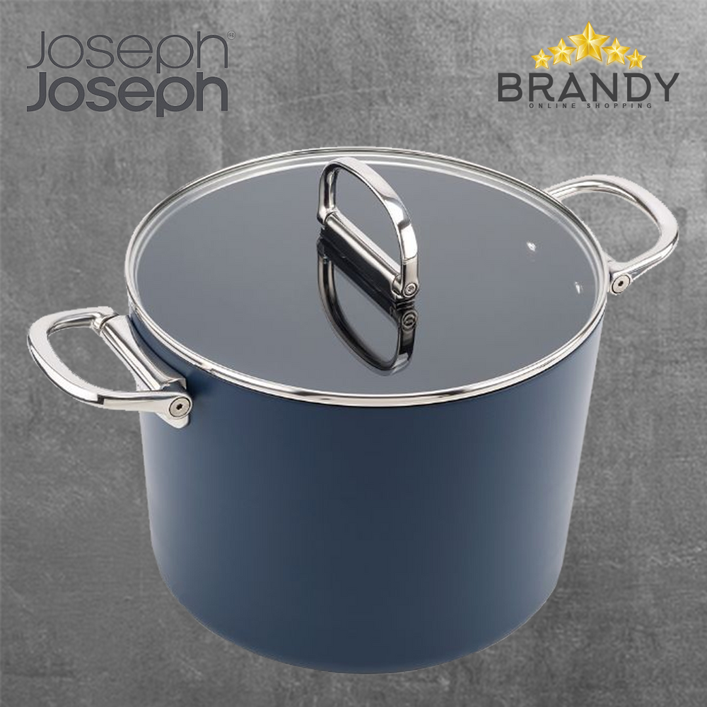 Space Folding Handle Ceramic Non-stick Blue Pot 25cm