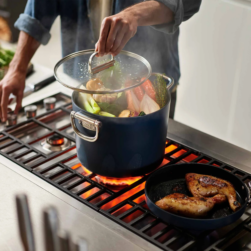 Space Folding Handle Ceramic Non-stick Blue Pot 25cm