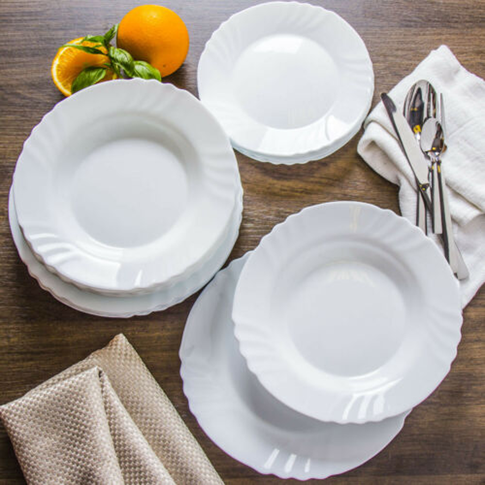 Ebro Dinner Set 18pcs Opal Glass Plates