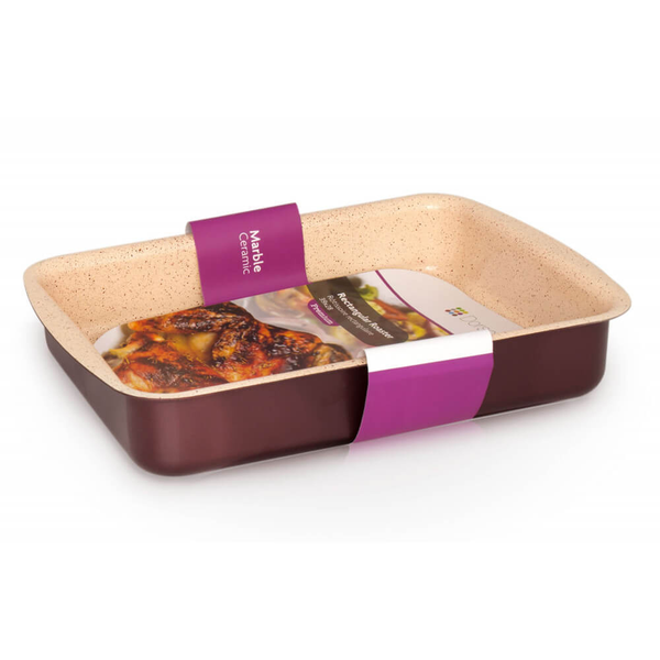 Premium Granite Rectangular Roaster, Non-Stick, Burgundy
