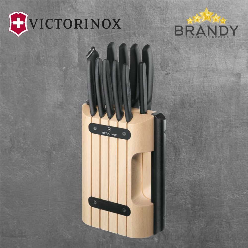 Knife Set 11pcs With Wooden Stand, Stainless Steel Blades