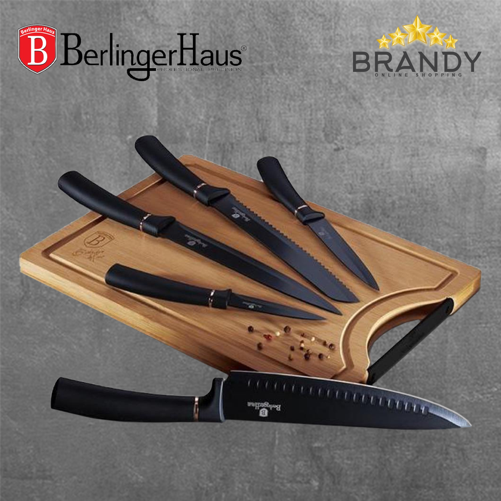 Set 5 Stainless Steel Knives with Bamboo Cutting Board, Versatile Kitchen Knife Set