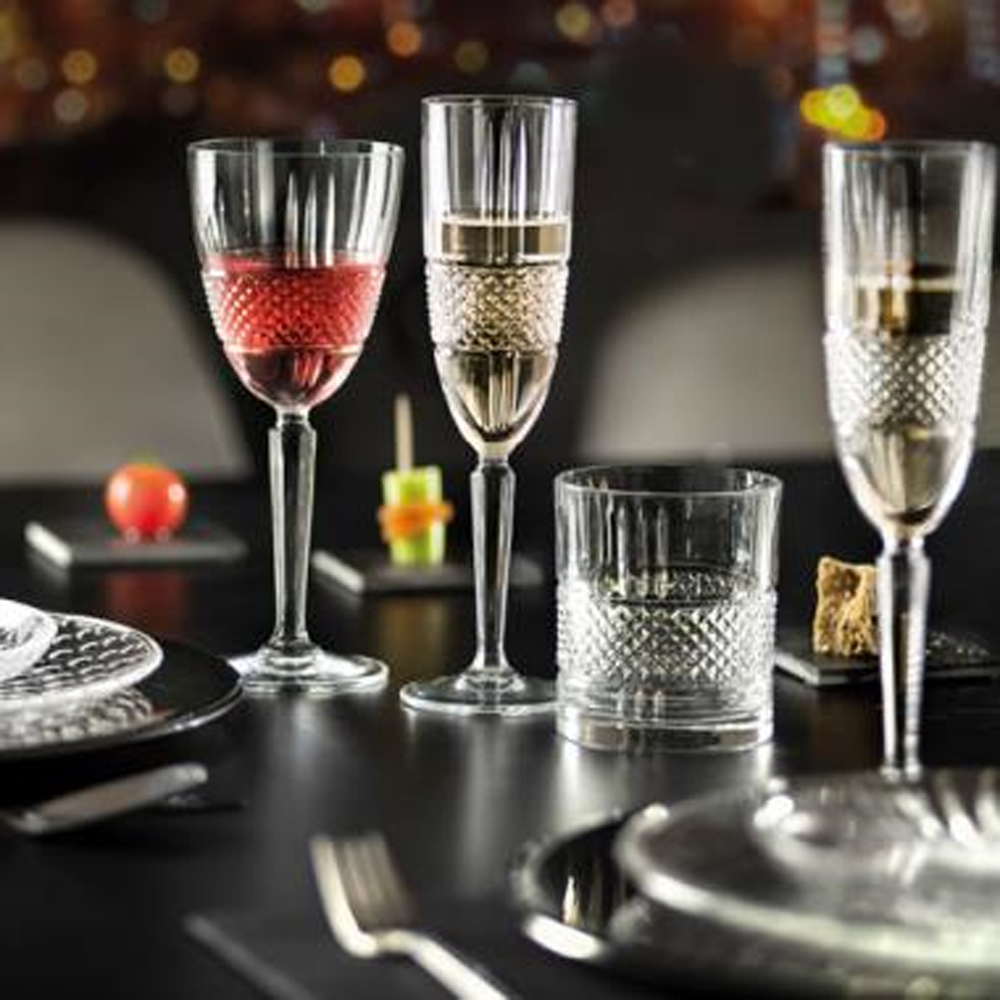Brillante Wine Glasses Set 6pcs, Crystal Glass, Made in Italy