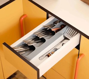 DrawerStore Grey Compact Cutlery Organizer
