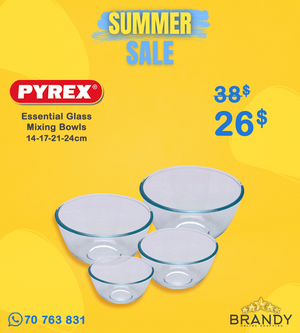 Pyrex Essentials Set 4 Glass Mixing Bowls Set