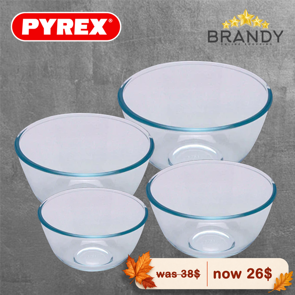 Pyrex Essentials Set 4 Glass Mixing Bowls Set