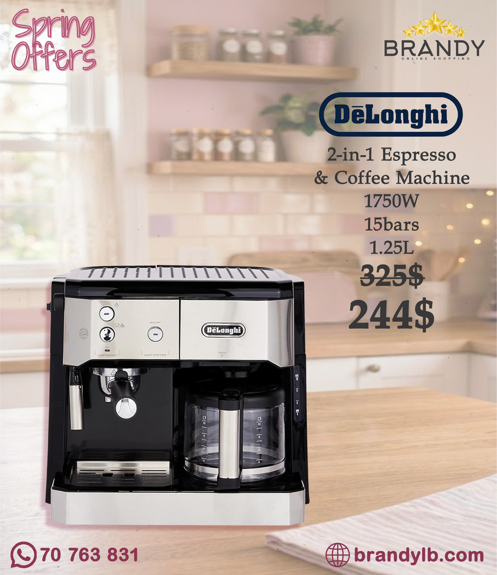 De'Longhi BCO421.S 2-in-1 Espresso and Filter Coffee Machine 15-bar Silver/Black