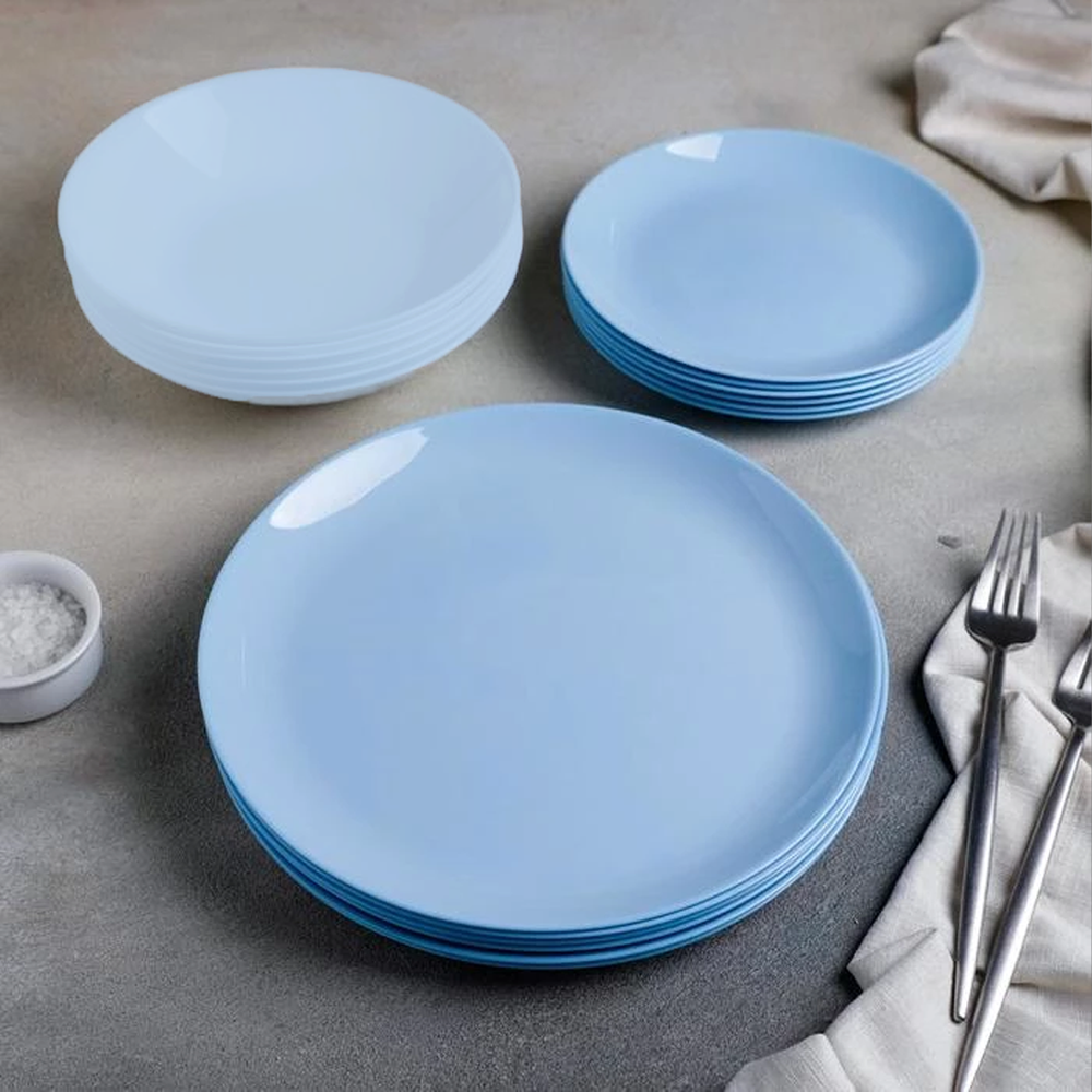 Diwali Blue Dinner Set 18pcs - Opal Glass Tableware