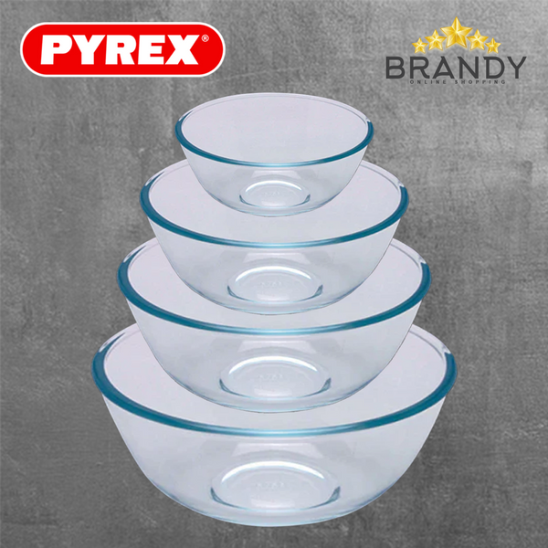 Pyrex Essentials Set 4 Glass Mixing Bowls Set-1