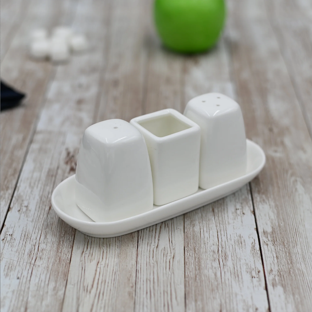 Salt & Pepper Set with Tray - Porcelain Serveware