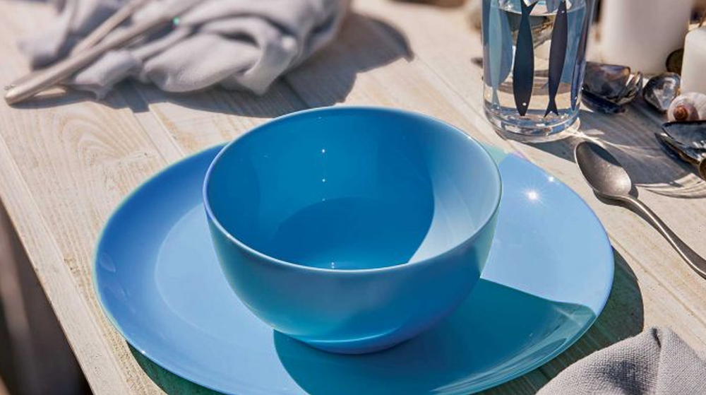 Diwali Blue Bowls 12cm Set 6pcs - Opal Glass, Made in France