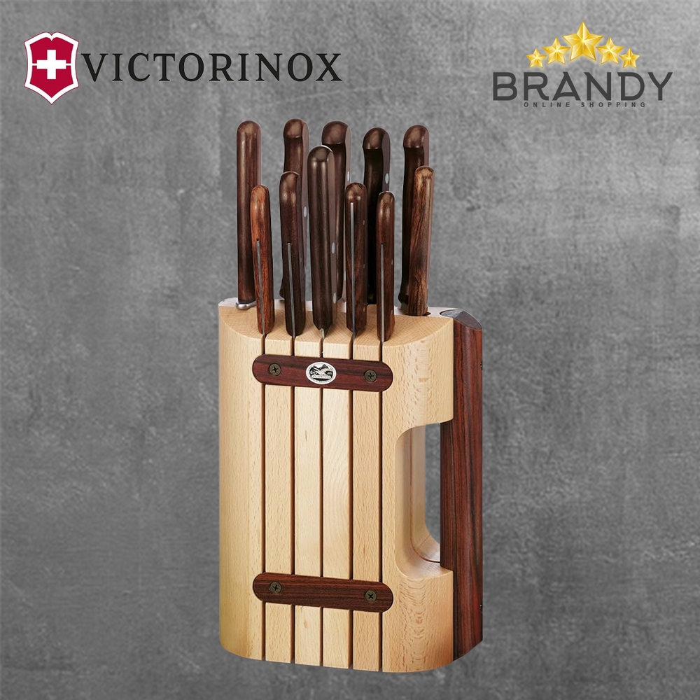 Knife Set 11pcs With Wooden Stand, Stainless Steel Blades