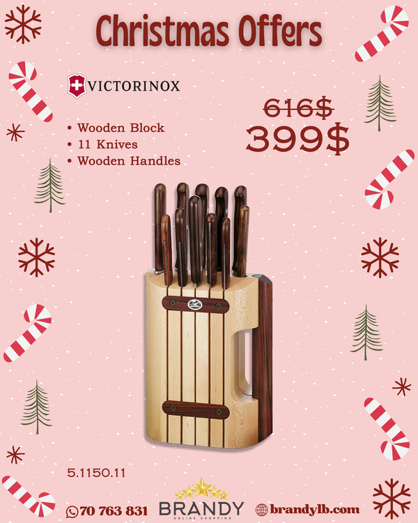 Knife Set 11pcs With Wooden Stand, Stainless Steel Blades