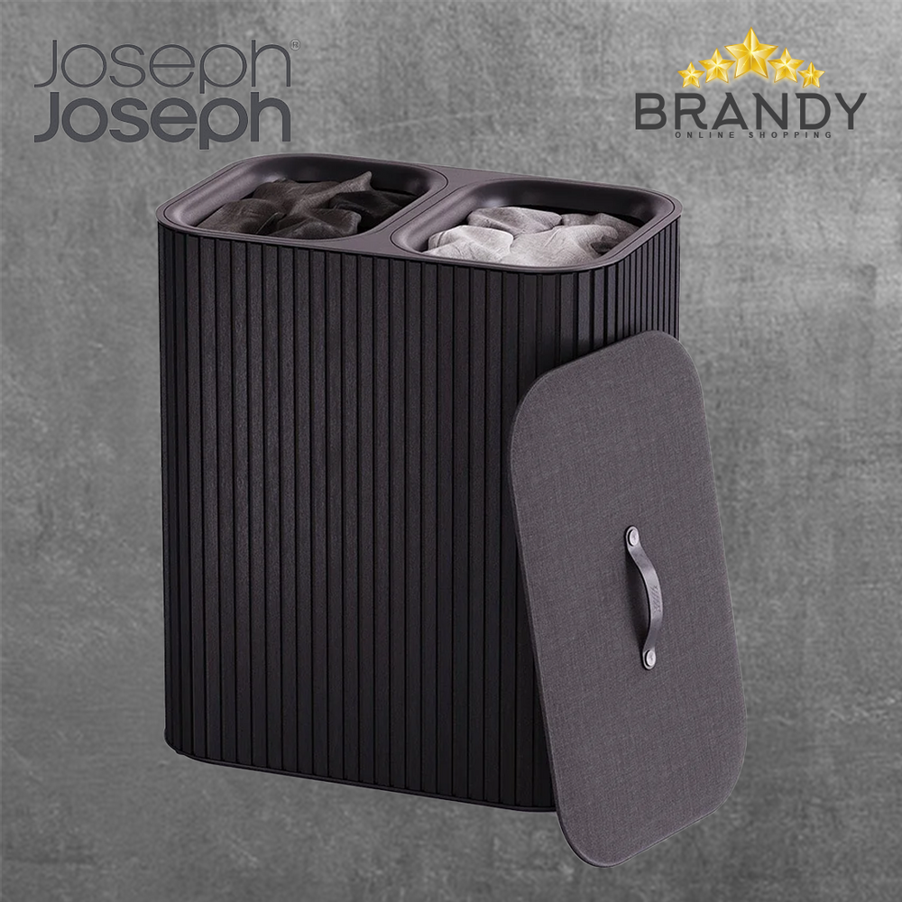 Joseph Joseph Tota Luxe 90L Twin Bamboo Laundry Basket Black