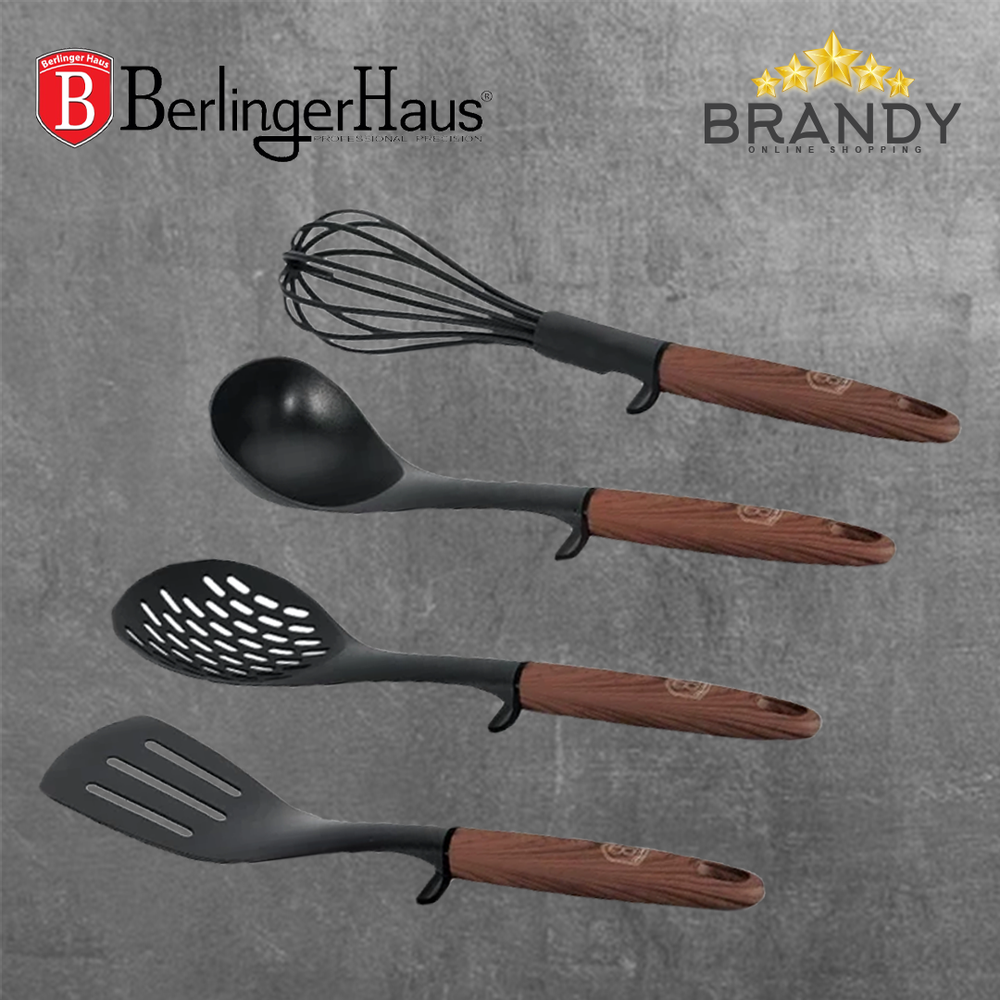 Forest Set 4 Kitchen Tools Nylon Utensils with Wood-Effect Handles