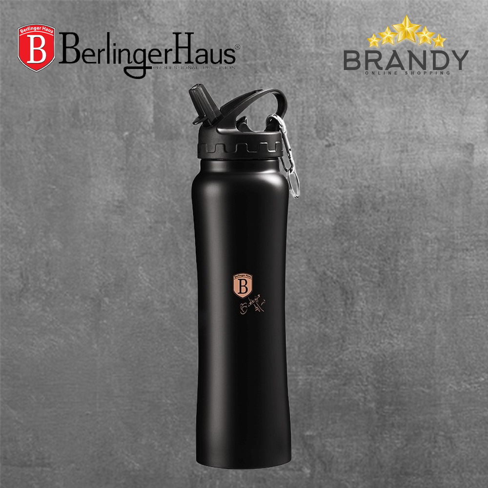 Sport Bottle Black 500ml Stainless Steel Leakproof Insulated Water Bottle