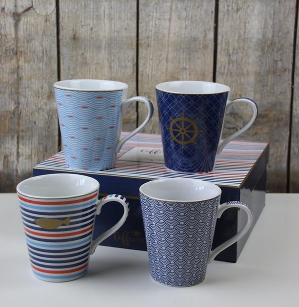 Bord De Mer Mugs Set 4pcs Porcelain 300ml