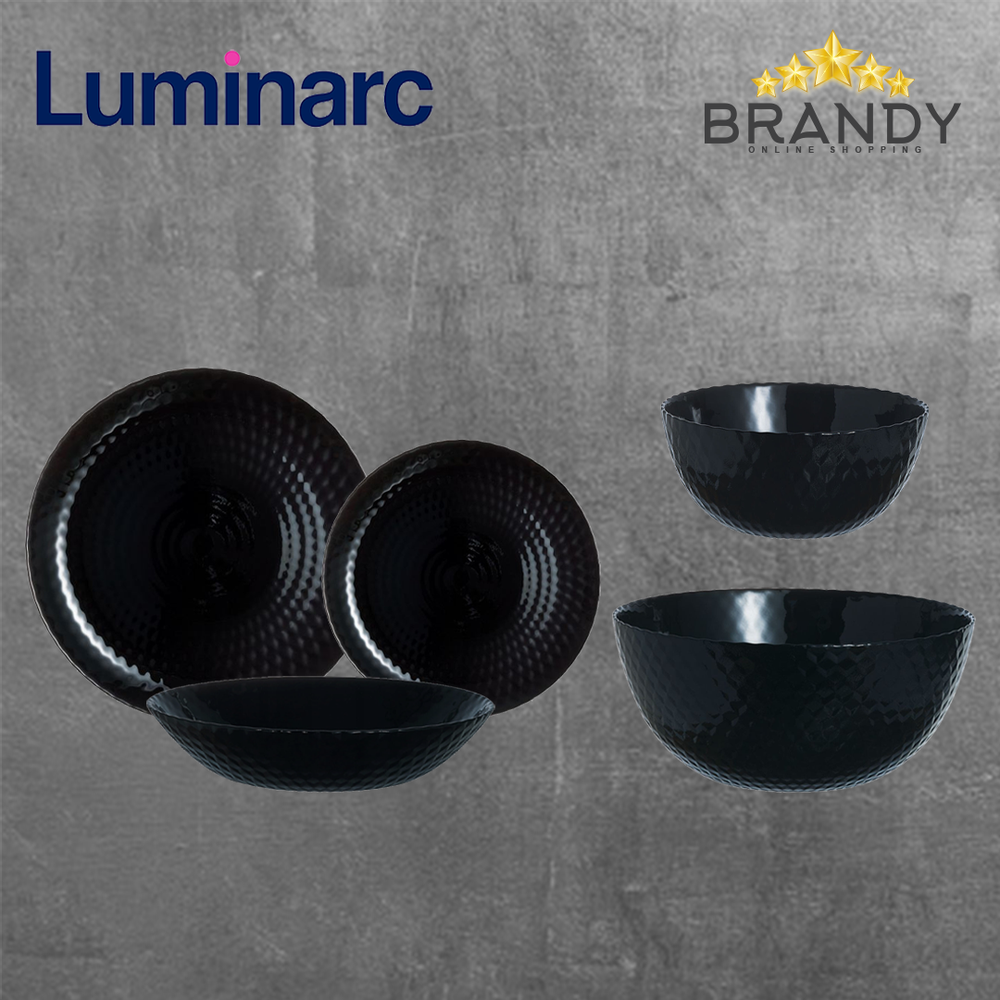 Pampille Black Dinner Set 44pcs - Opal Glass Tableware