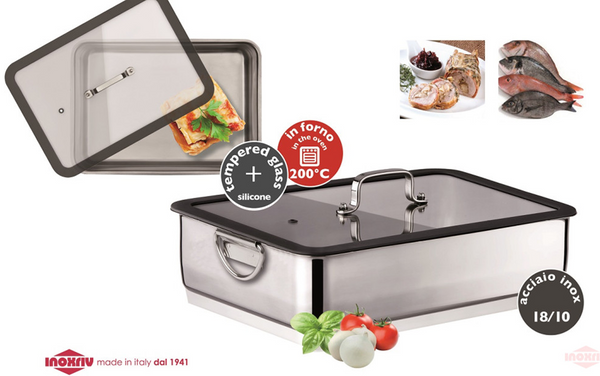 Inoxriv Stainless Steel Rectangular Roaster with Lid