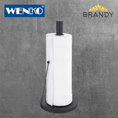 Wenko Kitchen Roll Holder Black Metal Ø 12.5 x 32.5 cm