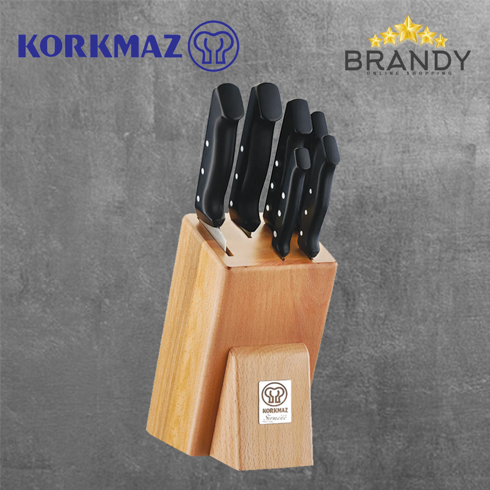 Surmene Knife Set 7pcs Stainless Steel with Wooden Stand