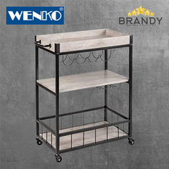 Wenko Rustico Kitchen Trolley 3-Tier Serving Cart Concrete Black