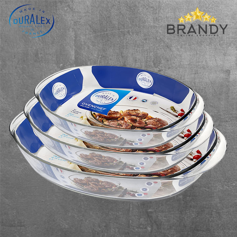 Set of 3 Oval Tempered Glass Roasters
