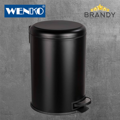 WENKO Leman Easy-Close Pedal Bin Black Matte 12 L, 20 L