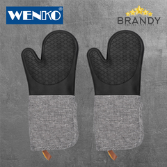 Wenko Ada Silicone Oven Gloves 2-Piece Heat-Resistant Black/Grey
