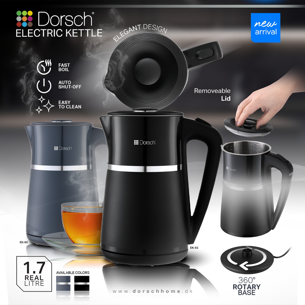 Kettle Black 1.7L EK-55 with Automatic Shut Off