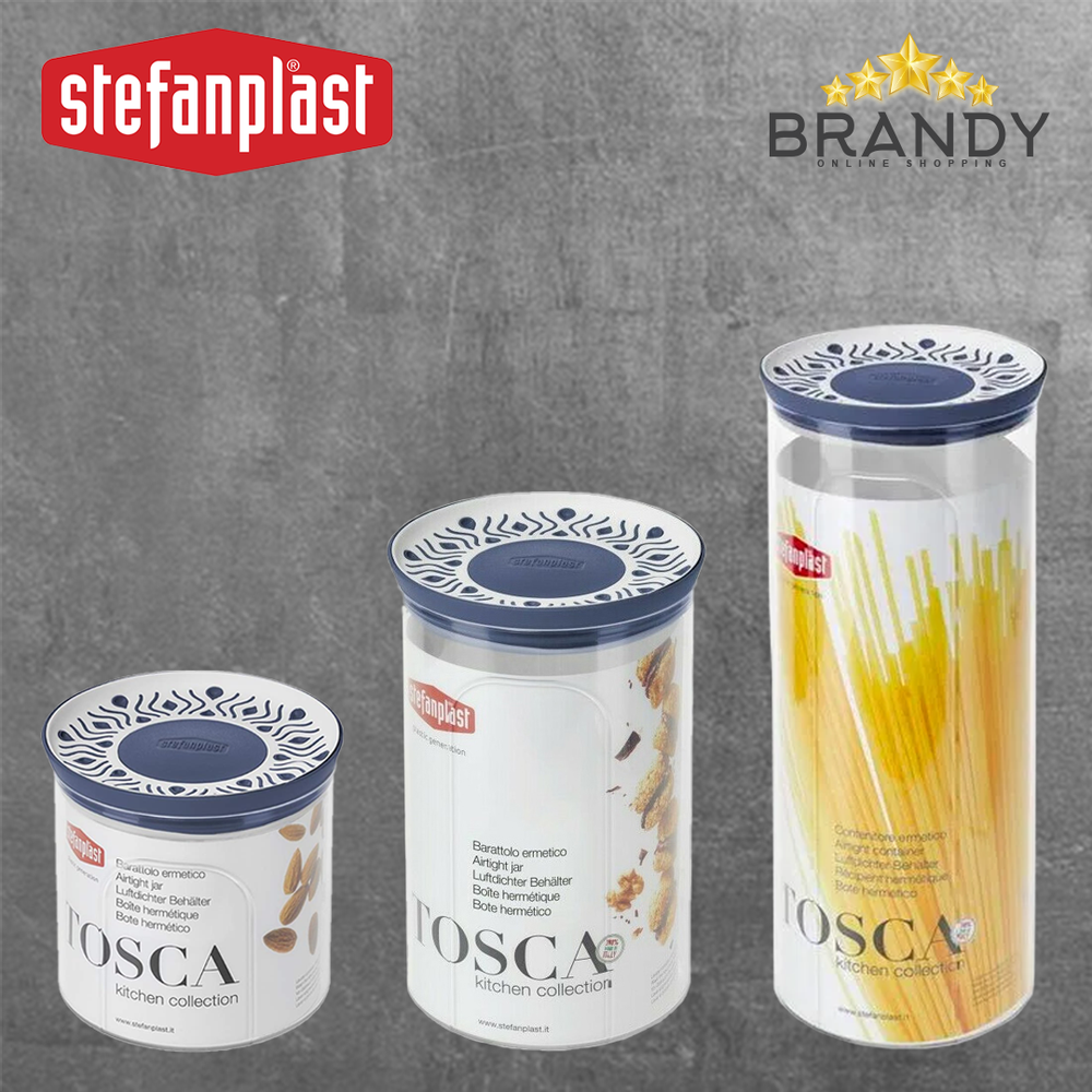 Tosca Blue Round Jar Set - 0.7L, 1.2L, 2.2L