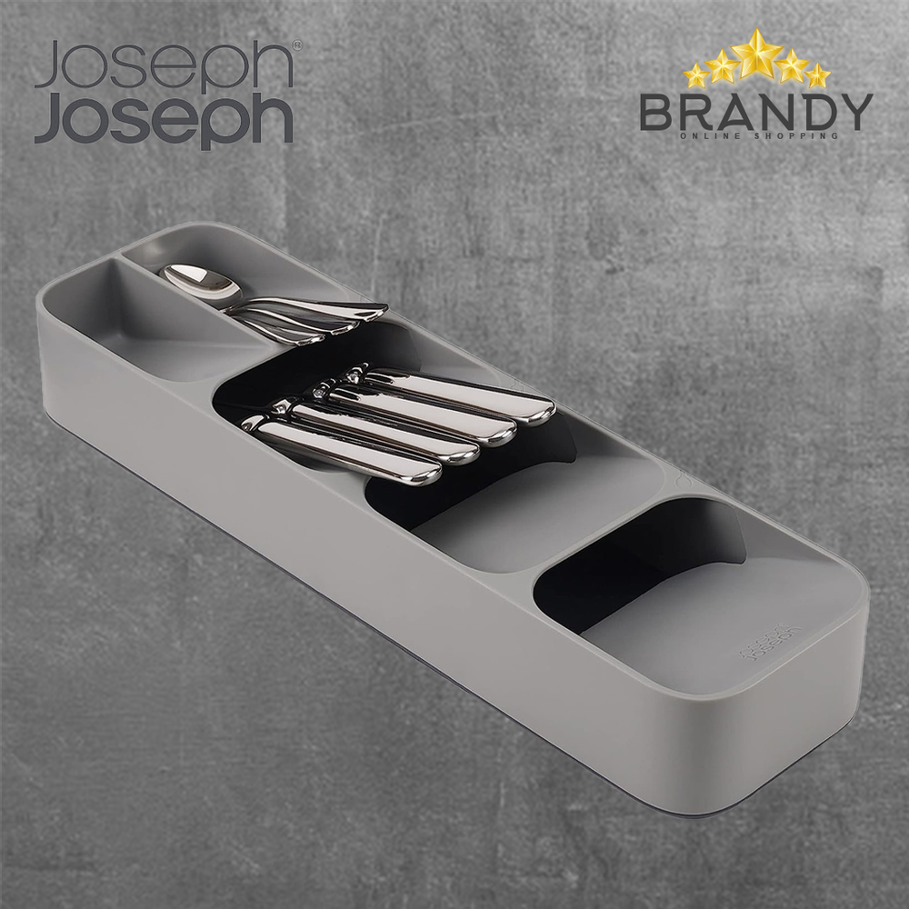 DrawerStore Grey Compact Cutlery Organizer