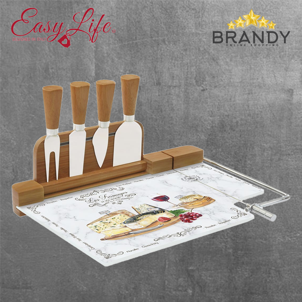 Les Fromages Cheese Board 32x20cm with Knives and Cutter