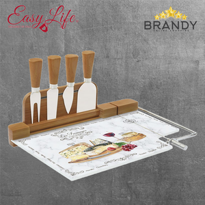 Les Fromages Cheese Board 32x20cm with Knives and Cutter