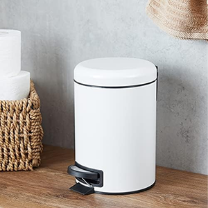 Leman White Pedal Bin, Durable Steel, 3L & 5L Capacity