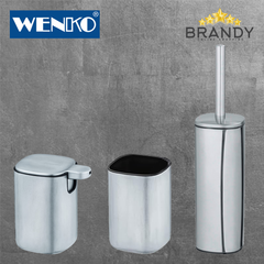 Wenko Alassio Toilet Brush Set Closed Holder Matte Steel 9.3×39.2×9.3 cm-1