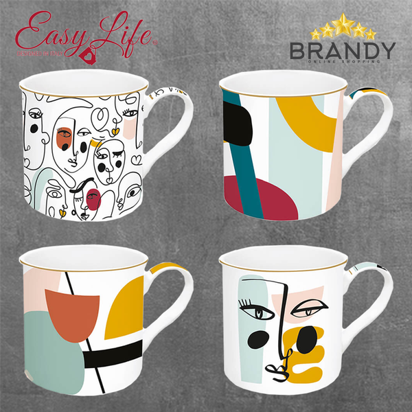 Modernism Mugs Set 4pcs, Porcelain, 300ml