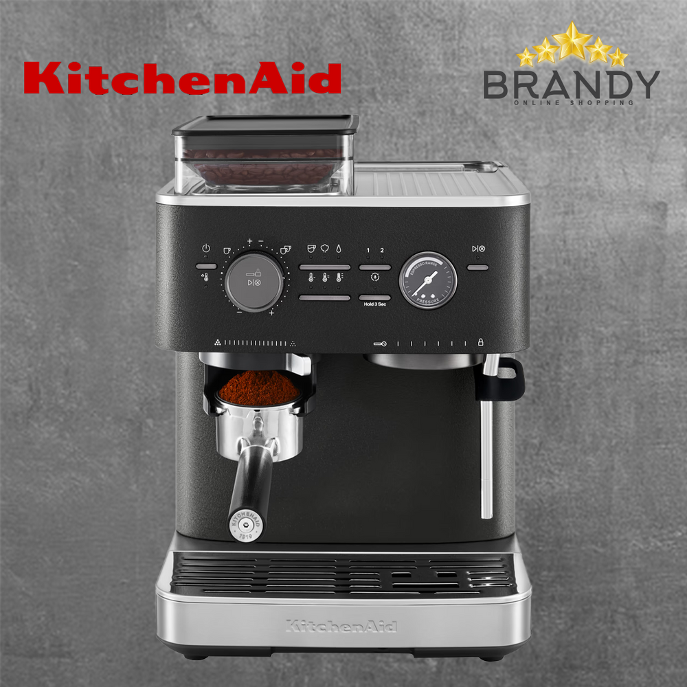 KitchenAid Semi - Automatic Espresso Machine with Grinder - Cast Iron Black