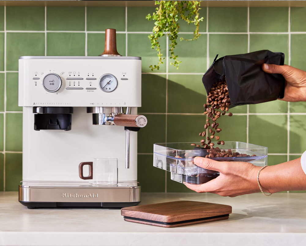 KitchenAid Semi - Automatic Espresso Machine with Grinder - Porcelain White