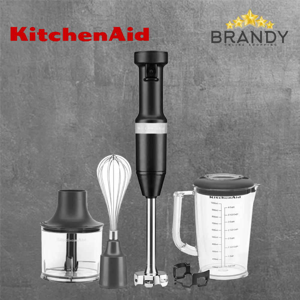 KitchenAid Hand Blender with Accessories 5KHBV83EBM Matte Black